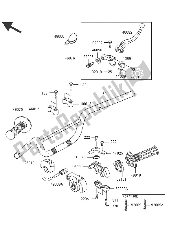 Todas as partes de Guidão do Kawasaki KLX 110 2005