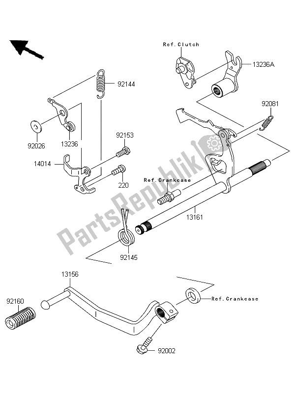 All parts for the Gear Change Mechanism of the Kawasaki KLX 110 2013