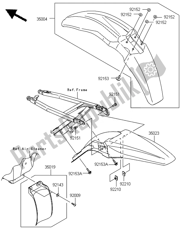 All parts for the Fenders of the Kawasaki KX 250F 2010