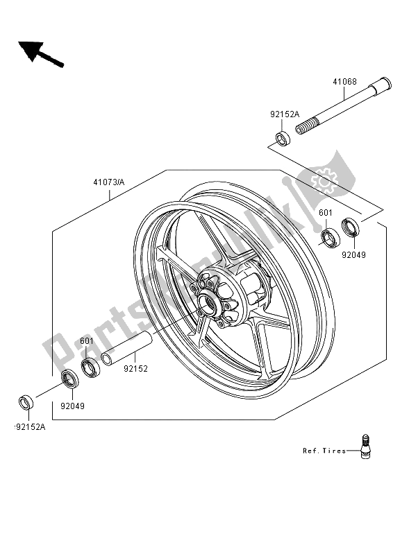 Tutte le parti per il Mozzo Anteriore del Kawasaki Versys 650 2008