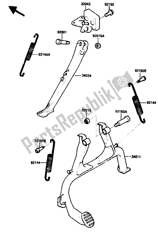 All parts for the Stand of the Kawasaki ZX 10 1000 1989