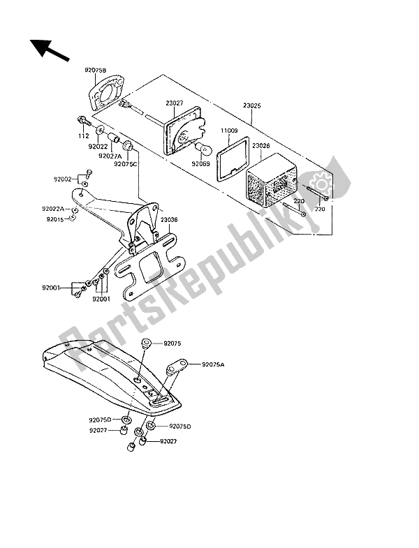 Tutte le parti per il Lampada Di Coda del Kawasaki KE 100 1991