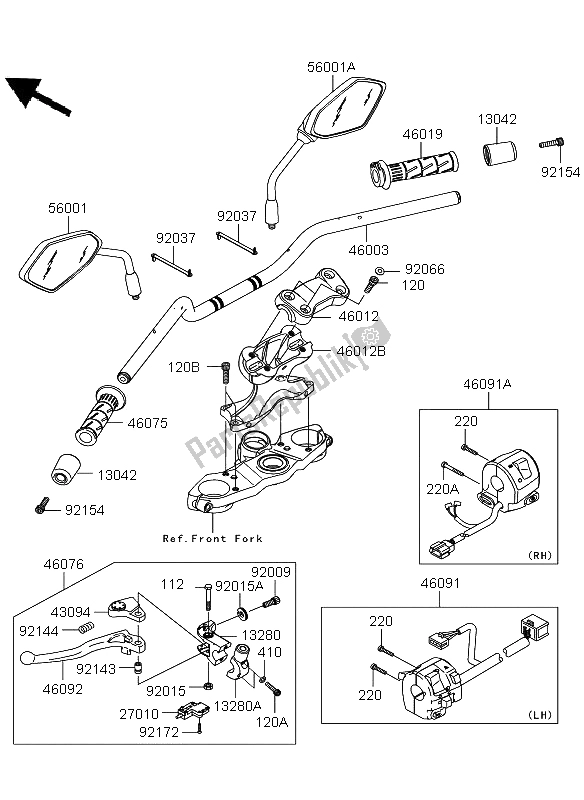 Tutte le parti per il Manubrio del Kawasaki Versys 650 2012