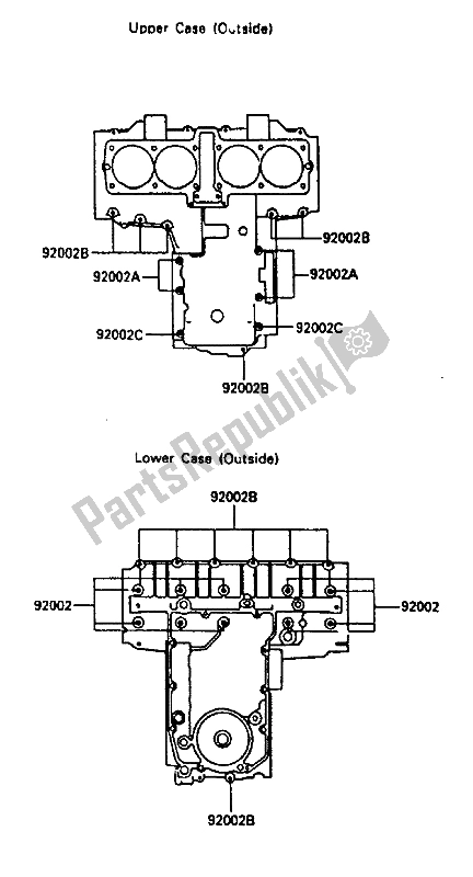 Tutte le parti per il Modello Del Bullone Del Basamento del Kawasaki ZL 600 1986