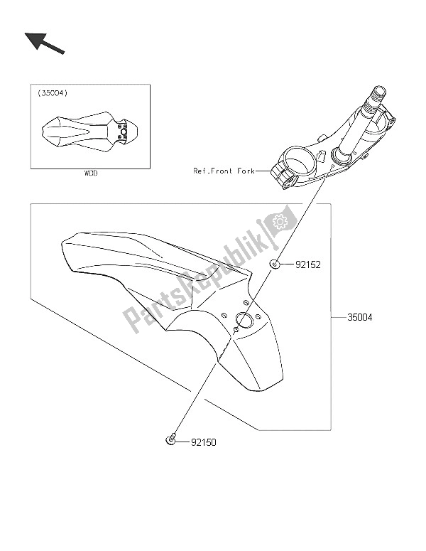 Toutes les pièces pour le Garde-boue Avant du Kawasaki D Tracker 150 2016