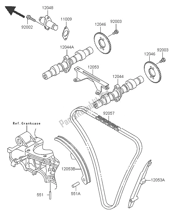 Tutte le parti per il Albero A Camme E Tenditore del Kawasaki KLE 500 2005