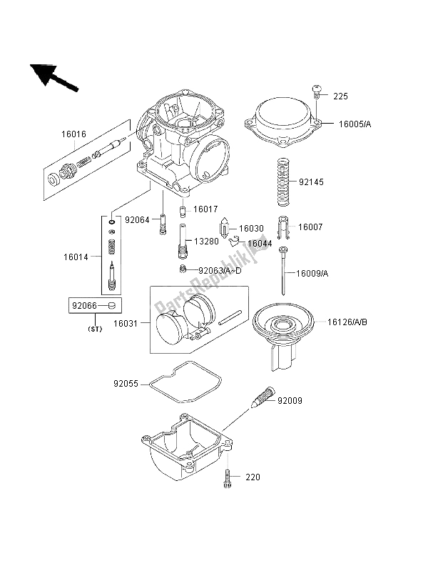 All parts for the Carburetor Parts of the Kawasaki ZRX 1100 1997