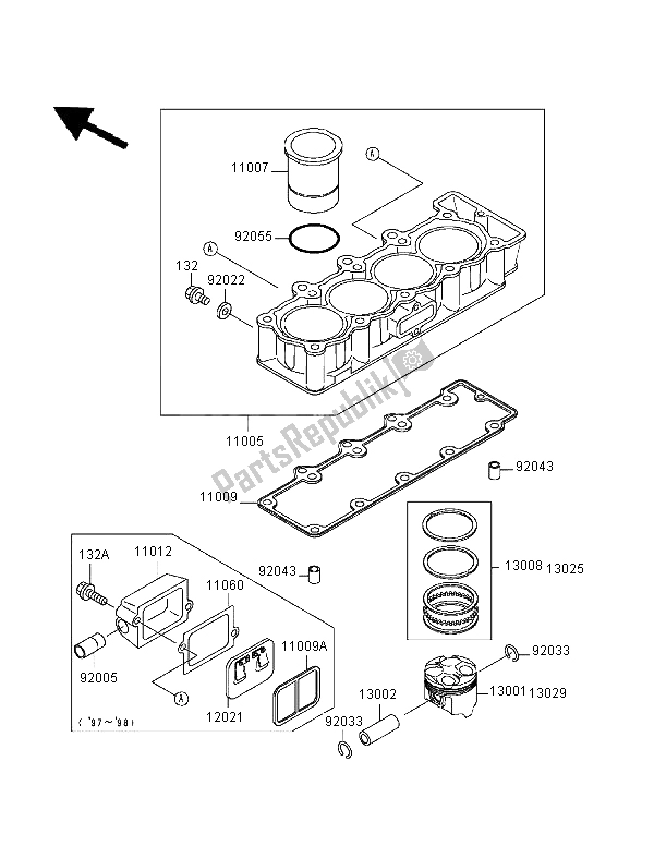 Toutes les pièces pour le Cylindre Et Piston du Kawasaki ZXR 400 1999