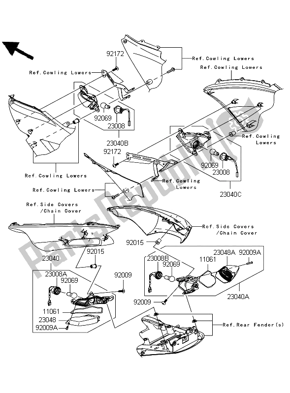 All parts for the Turn Signals of the Kawasaki ZZR 1400 2006