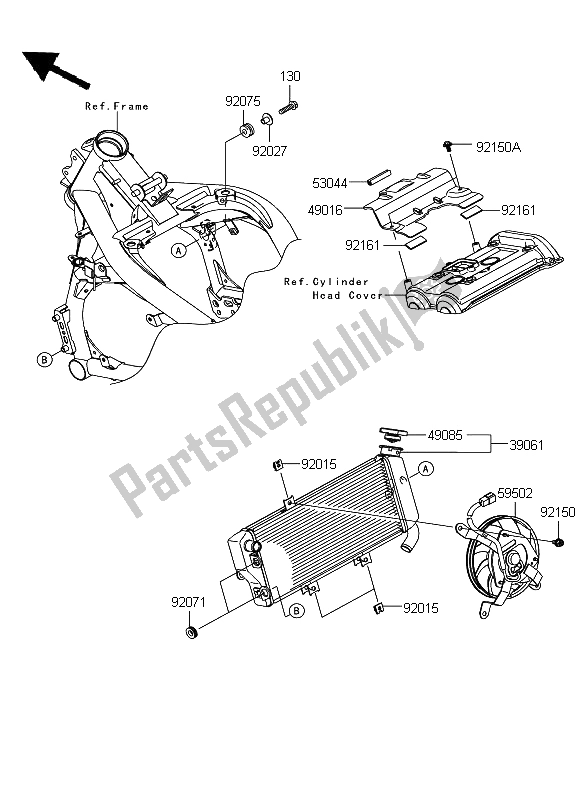 All parts for the Radiator of the Kawasaki ER 6F ABS 650 2009