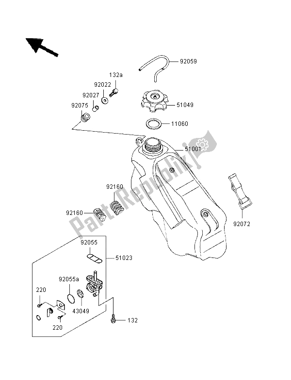 Tutte le parti per il Serbatoio Di Carburante del Kawasaki KX 125 1996