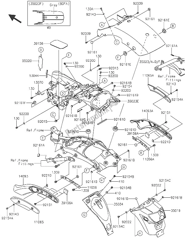 Todas las partes para Guardabarros Trasero de Kawasaki Vulcan S ABS 650 2016