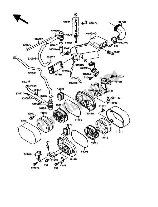 All parts for the Air Filter of the Kawasaki VN 15 1500 1990