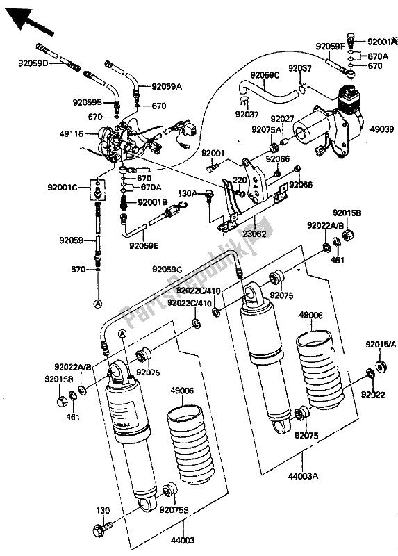 All parts for the Air Pump & Shock Absorber of the Kawasaki ZN 1300 1986