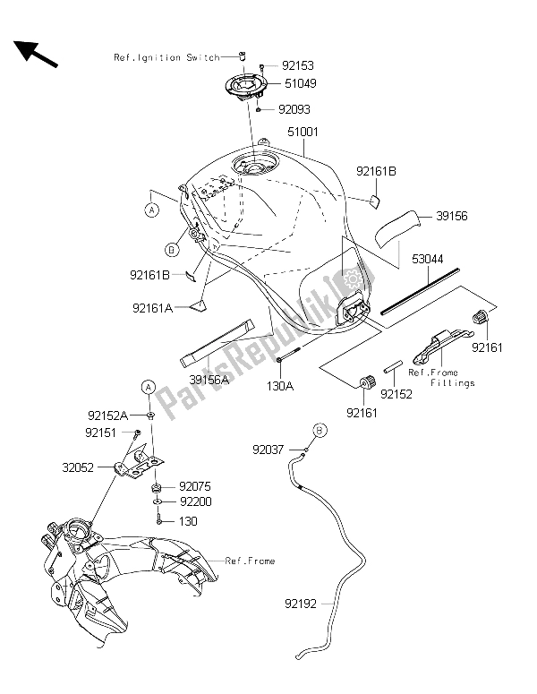 Tutte le parti per il Serbatoio Di Carburante del Kawasaki Versys 1000 2015