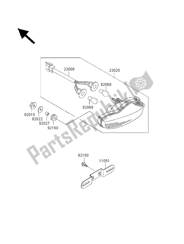 All parts for the Taillight of the Kawasaki Ninja ZX 12R 1200 2000