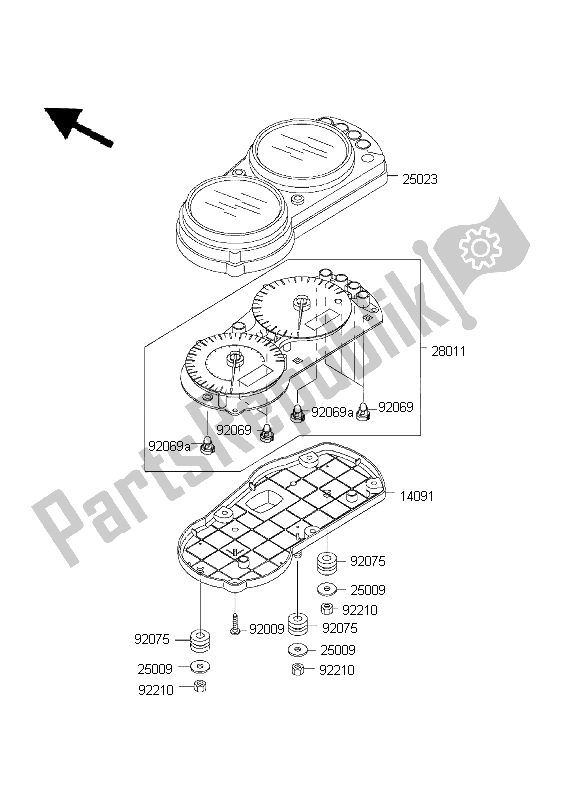 All parts for the Meter of the Kawasaki Ninja ZX 6R 600 2001