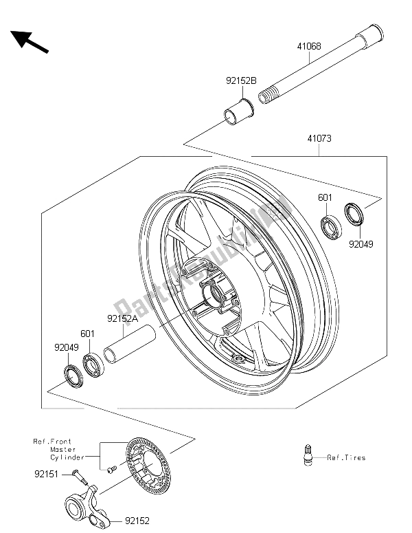 All parts for the Front Hub of the Kawasaki Vulcan 1700 Nomad ABS 2015