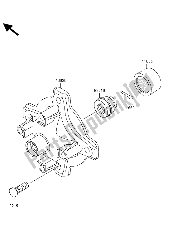 All parts for the Front Hub of the Kawasaki KVF 360 4X4 2012