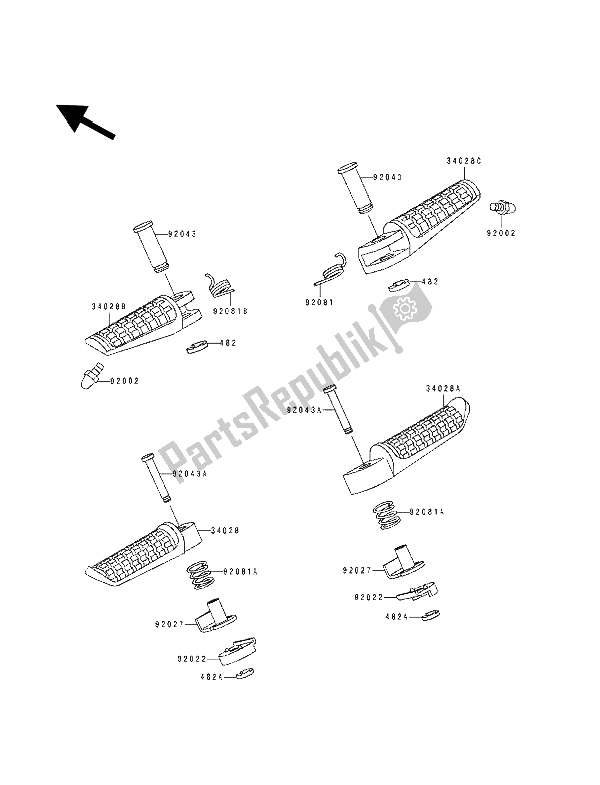 All parts for the Step of the Kawasaki ZZ R 600 1990