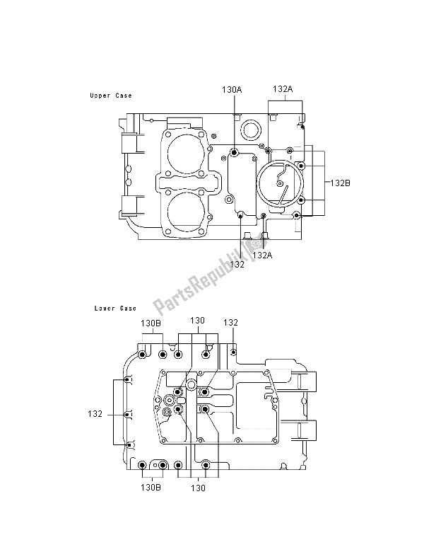 All parts for the Crankcase Bolt Pattern of the Kawasaki ER 500 1999