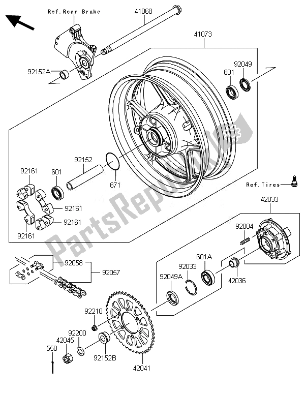 Toutes les pièces pour le Moyeu Arrière du Kawasaki Z 800 ABS DEF 2014