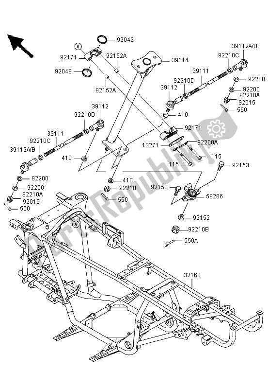All parts for the Frame of the Kawasaki KVF 360 4X4 2003