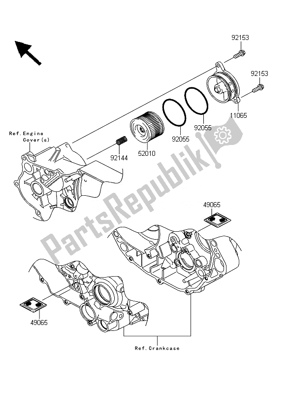 All parts for the Oil Filter of the Kawasaki KFX 450R 2010