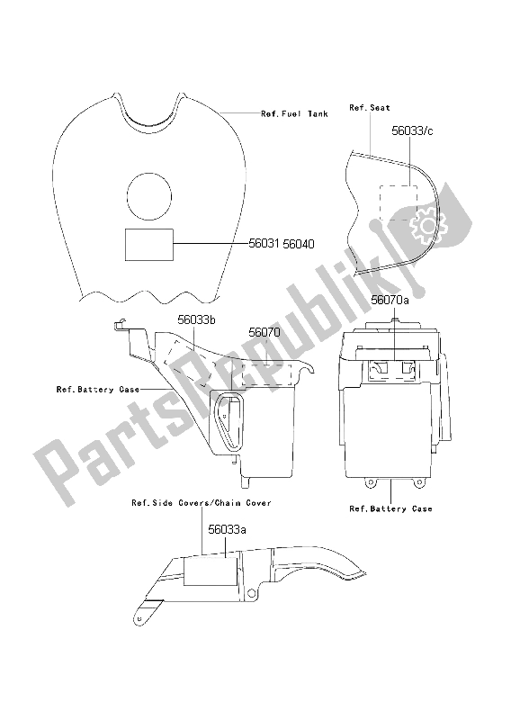 All parts for the Labels of the Kawasaki W 650 1999