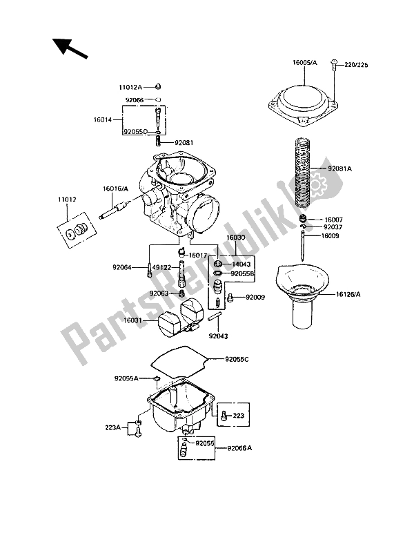 All parts for the Carburetor Parts of the Kawasaki GT 550 1986