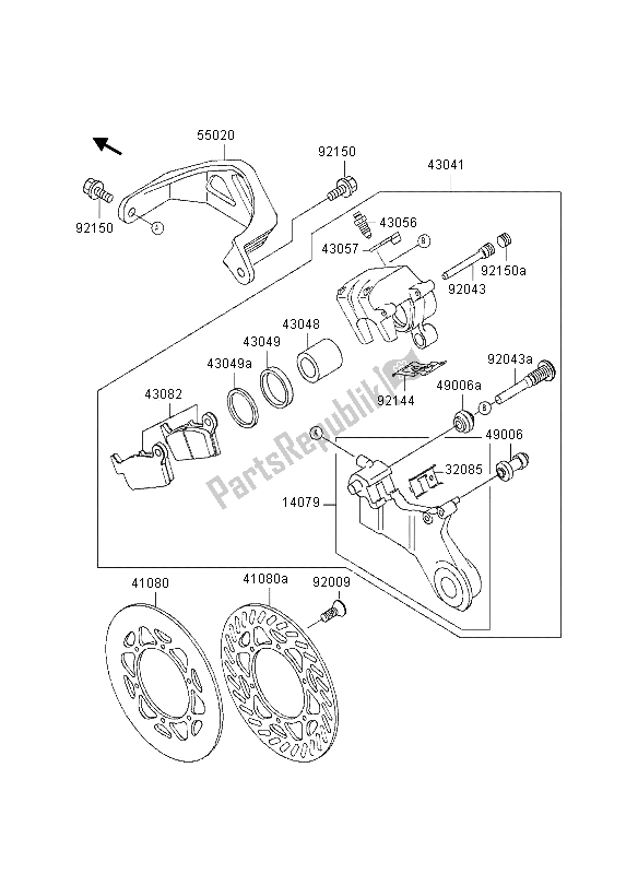 All parts for the Rear Brake of the Kawasaki KX 500 1997