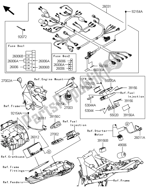 Tutte le parti per il Equipaggiamento Elettrico Del Telaio del Kawasaki Z 800 ABS BDS 2013