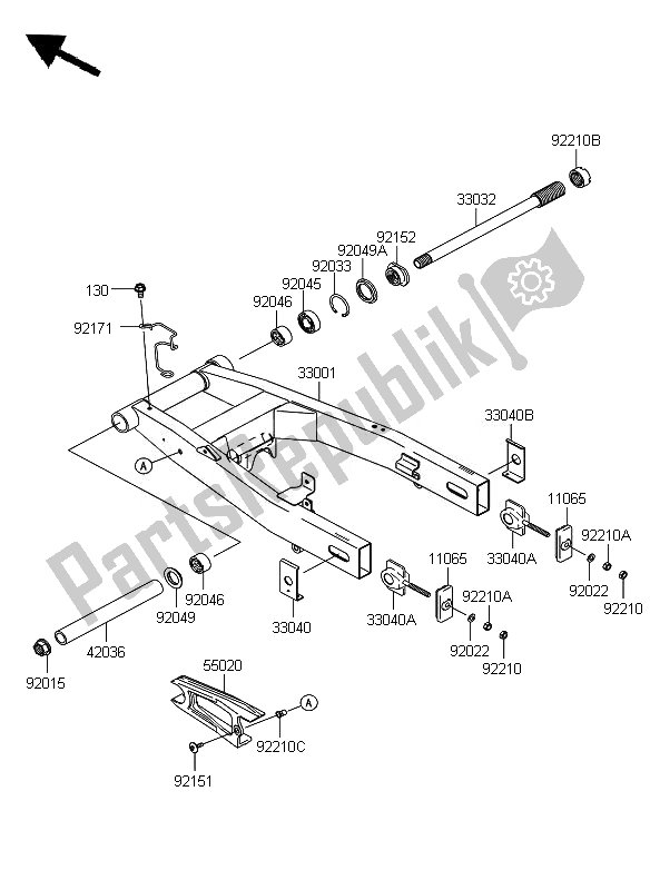 Toutes les pièces pour le Bras Oscillant du Kawasaki Z 750 2007