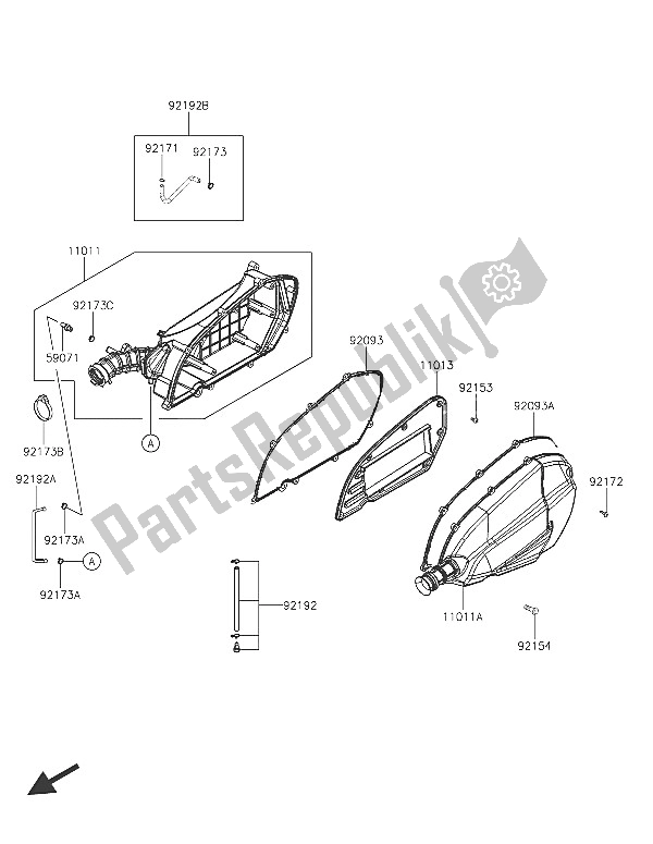 All parts for the Air Cleaner of the Kawasaki J 125 ABS 2016