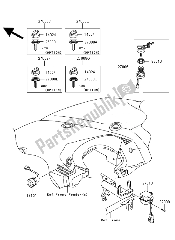 Toutes les pièces pour le Interrupteur D'allumage du Kawasaki KVF 650 4X4 2010