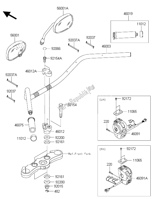 All parts for the Handlebar of the Kawasaki Vulcan 1700 Nomad ABS 2015