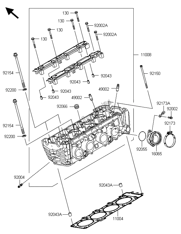 All parts for the Cylinder Head of the Kawasaki Z 800 CDS 2013