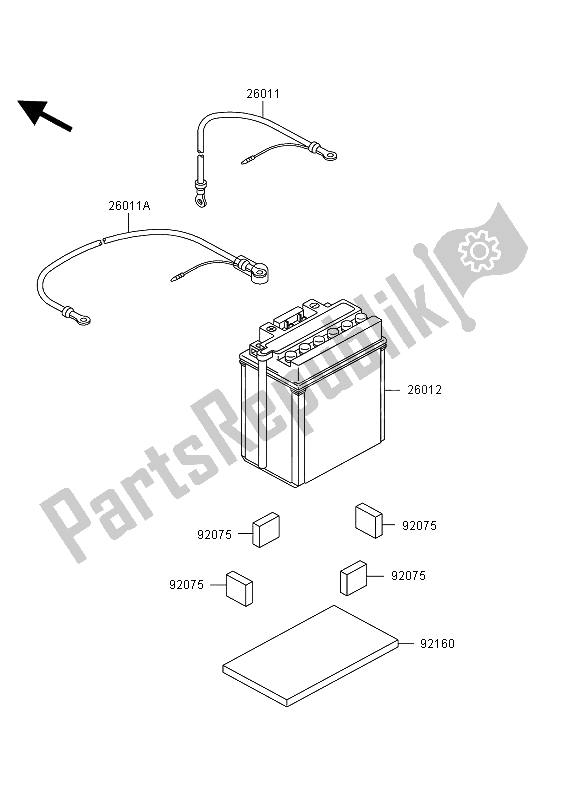 All parts for the Optional Parts (battery) of the Kawasaki KVF 360 4X4 2009