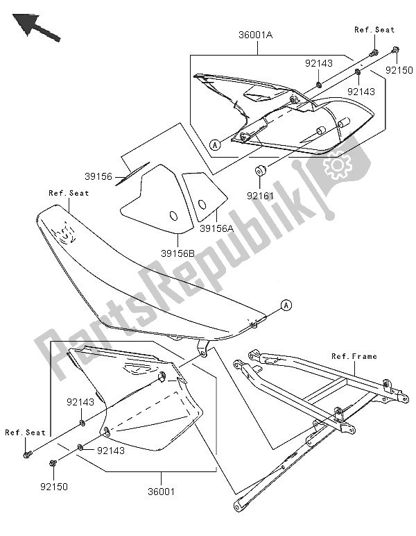 All parts for the Side Covers of the Kawasaki KX 250F 2005