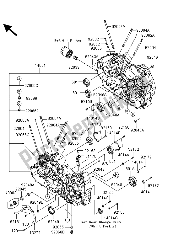 Toutes les pièces pour le Carter du Kawasaki VN 1700 Voyager Custom ABS 2013