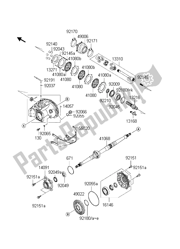 Tutte le parti per il Albero Di Trasmissione Posteriore del Kawasaki KVF 650 Prairie 4X4 2003