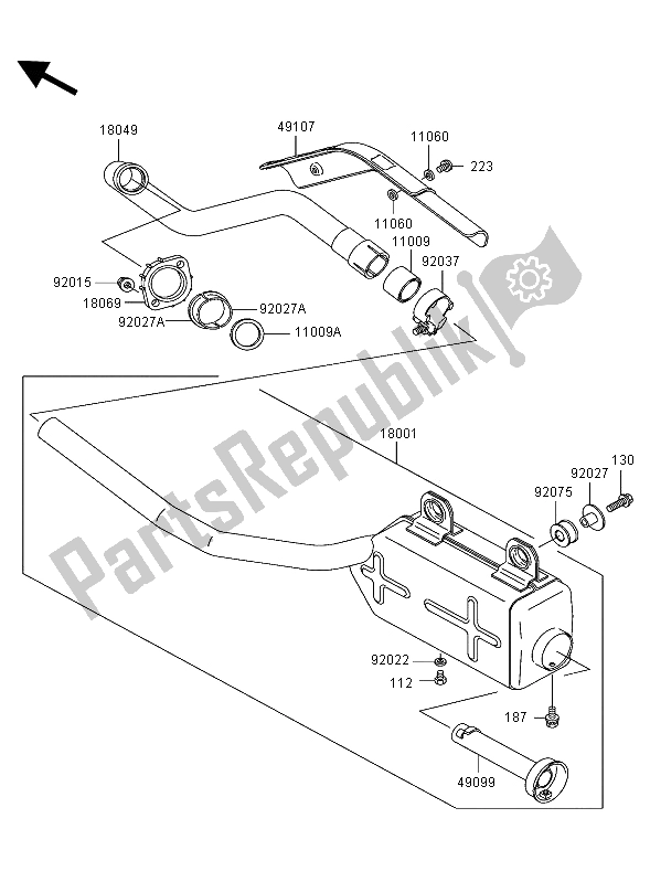 Tutte le parti per il Silenziatore del Kawasaki KLF 300 2002