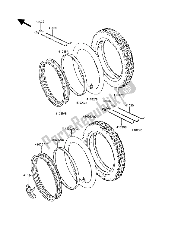 All parts for the Tires of the Kawasaki KX 60 1987