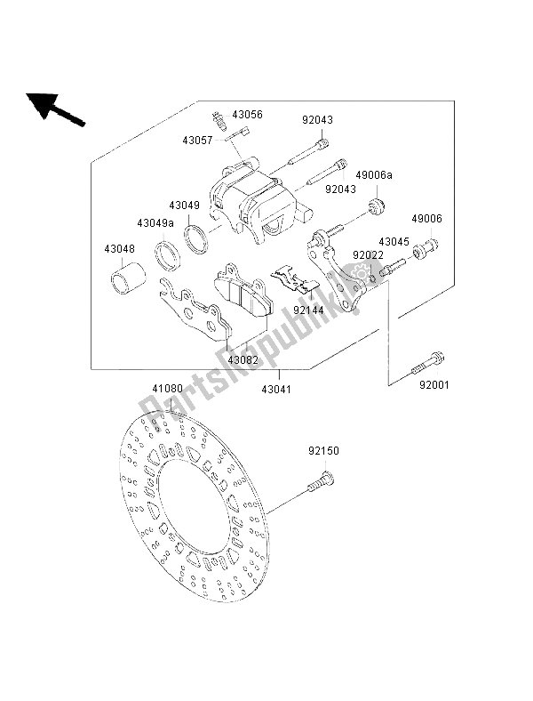 All parts for the Front Brake of the Kawasaki Eliminator 125 2002