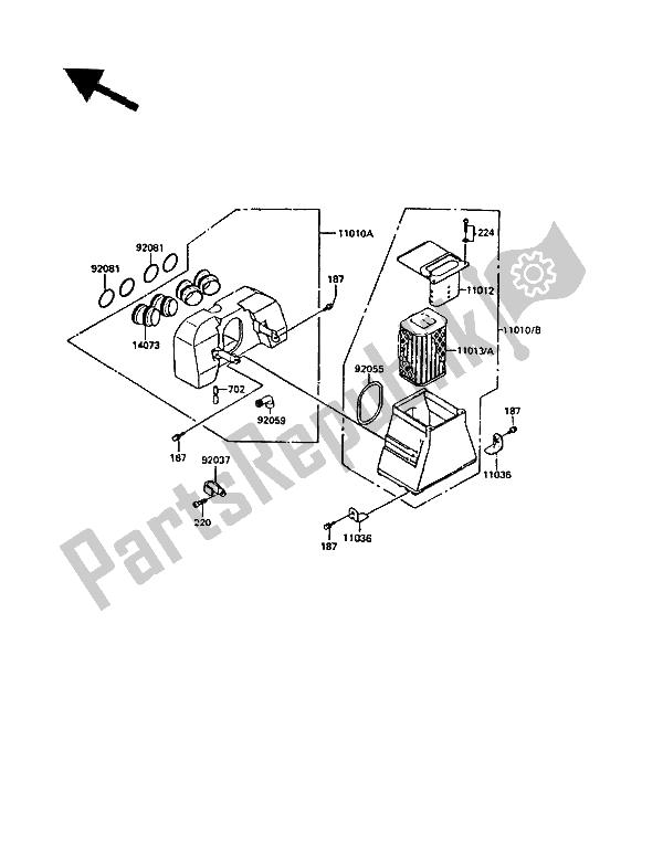 Alle onderdelen voor de Luchtfilter van de Kawasaki GPZ 550 1985