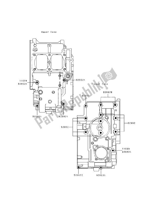 All parts for the Crankcase Bolt Pattern of the Kawasaki EL 250E 1994