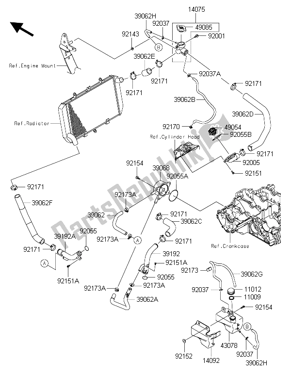 Todas las partes para Tubería De Agua de Kawasaki Z 1000 SX ABS 2015