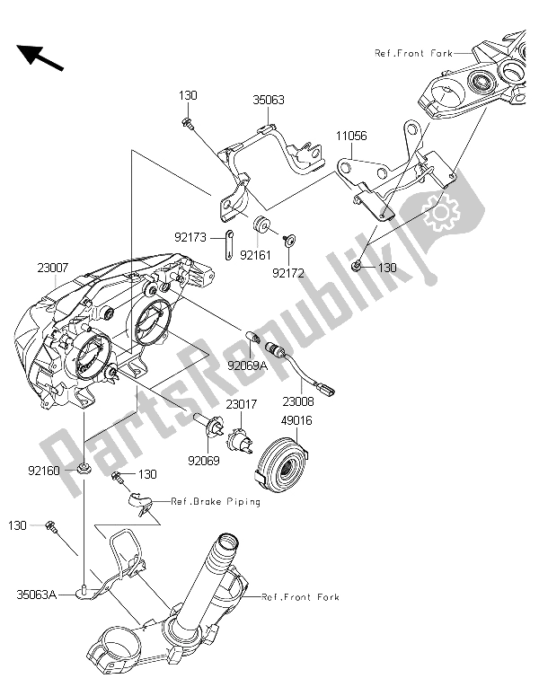 All parts for the Headlight(s) of the Kawasaki Z 800 ABS 2015