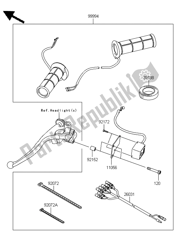 All parts for the Accessory (grip Heater) of the Kawasaki Versys 1000 2012