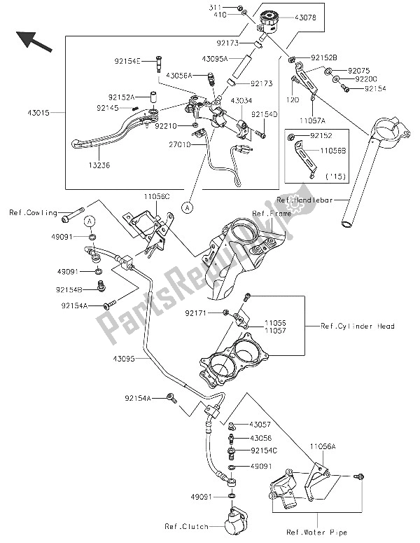 All parts for the Clutch Master Cylinder of the Kawasaki Ninja H2 1000 2016